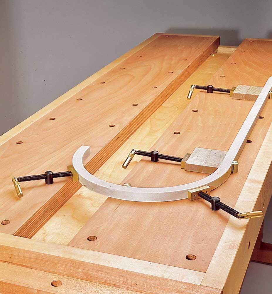 Veritas Wonder Dogs being used to clamp workpiece in place.