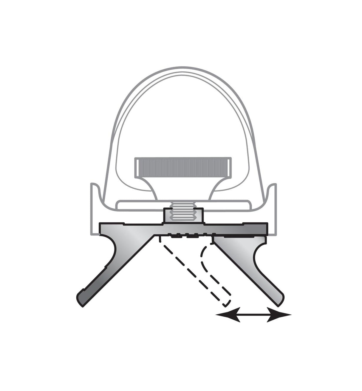 Illudtration showing how far the Veritas Block Plane Chamfer Guide Attachment can adjust to.