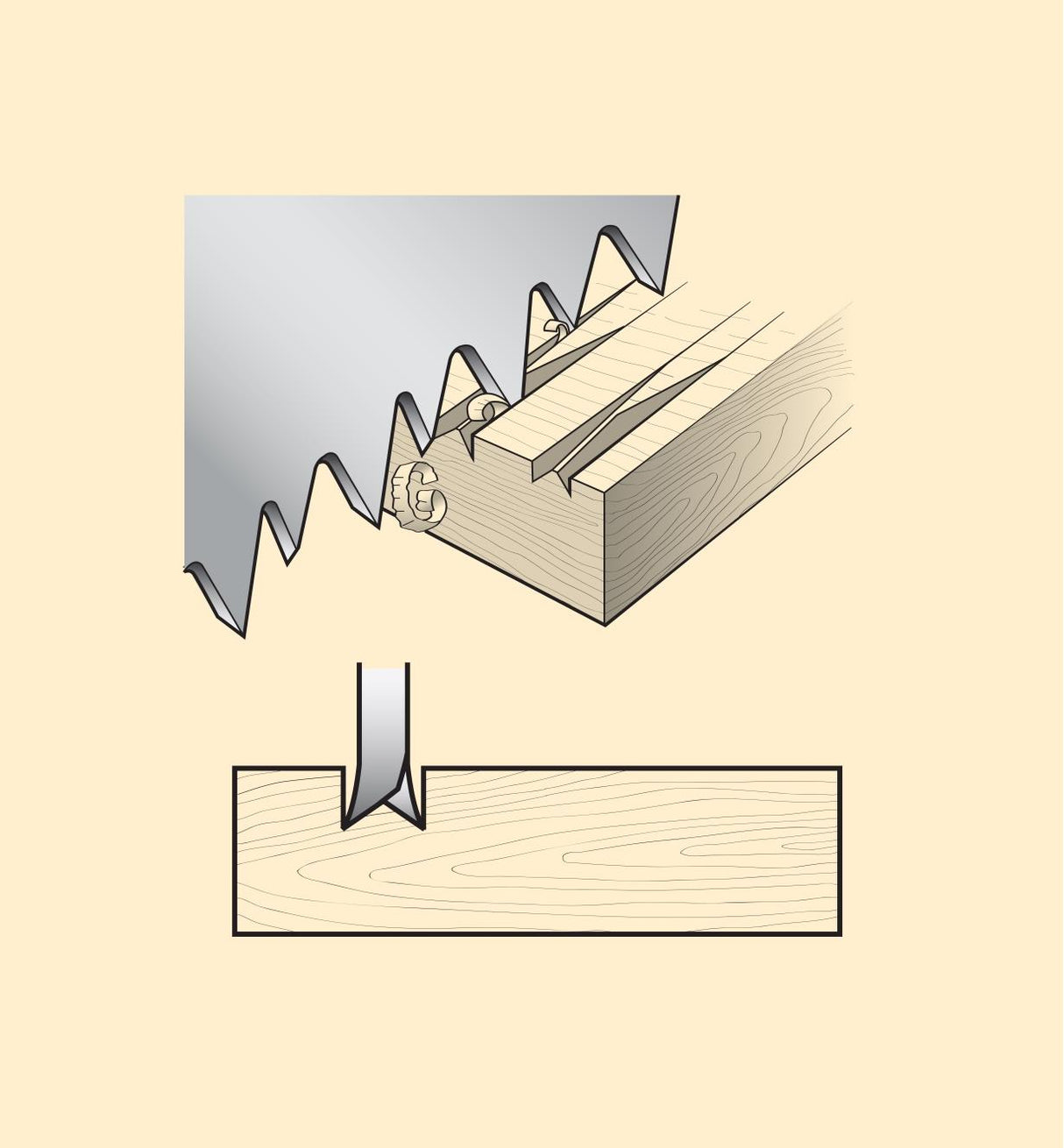 Illustration of the Veritas Crosscut Carcass Saw Teeth profile.