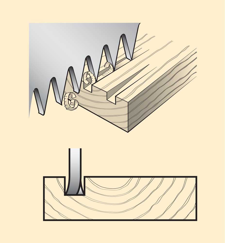 Illustration of the Veritas Rip Tenon Saws Teeth