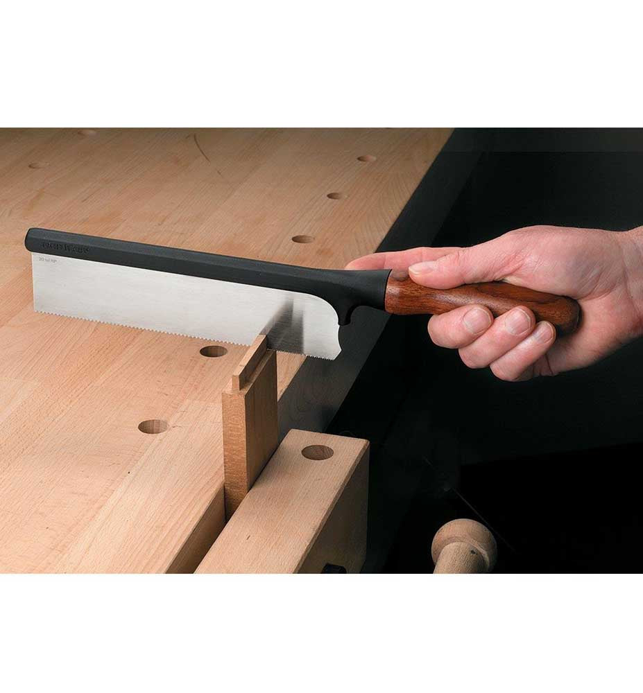 The Veritas Rip Gents Saw being used to cut a tenon.