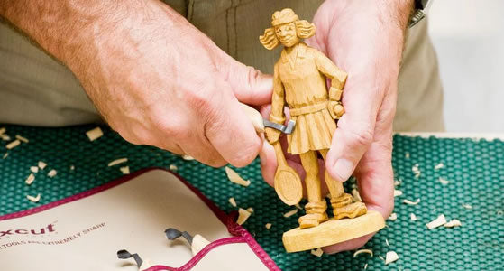Woodcarving - Figure Being Carved with Flexcut Scorp