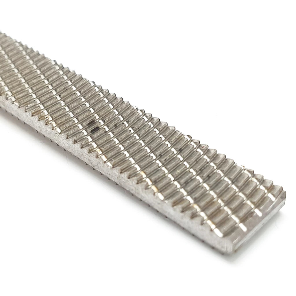 Close up view of file teeth
