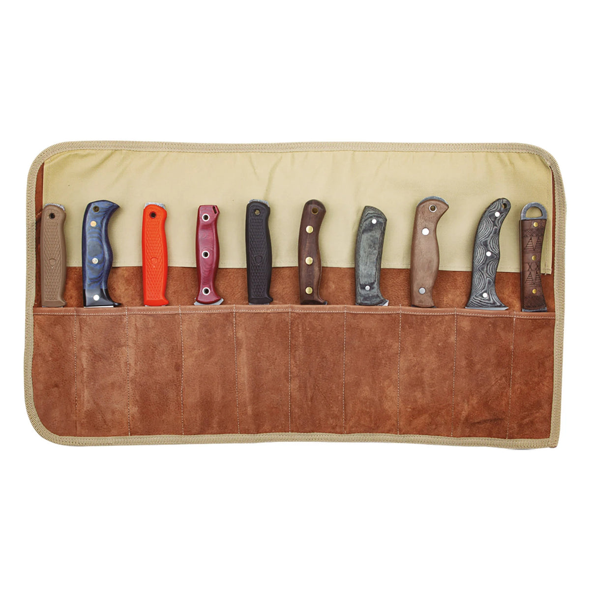 Condor Carry Knife Roll - with 10 knives seated within the Pockets