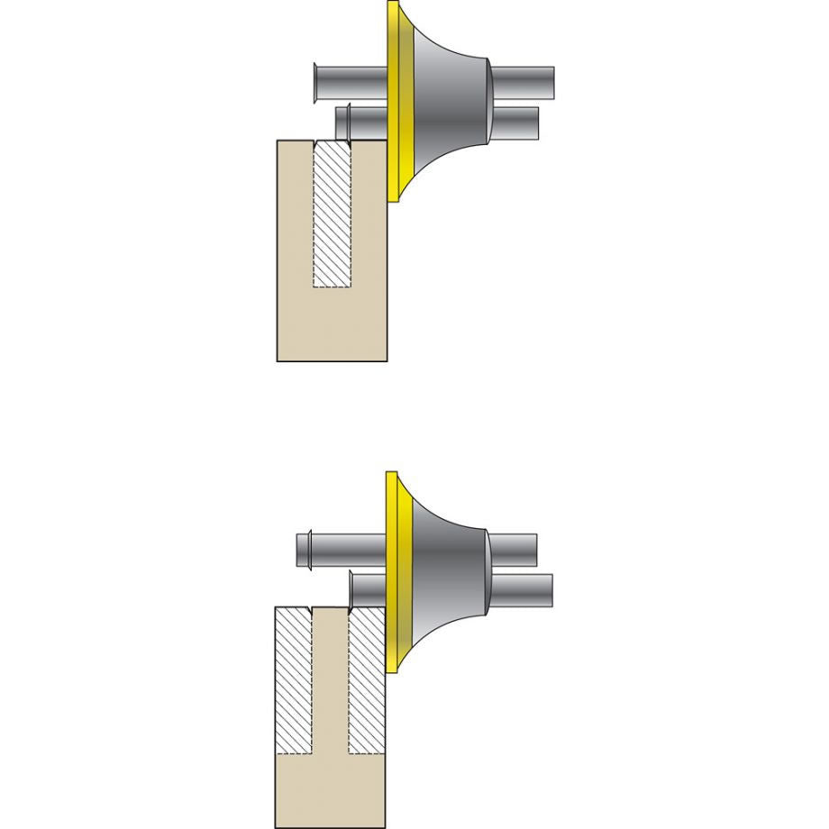Diagram of dual wheel gauge being used to mark out mortice and tenon