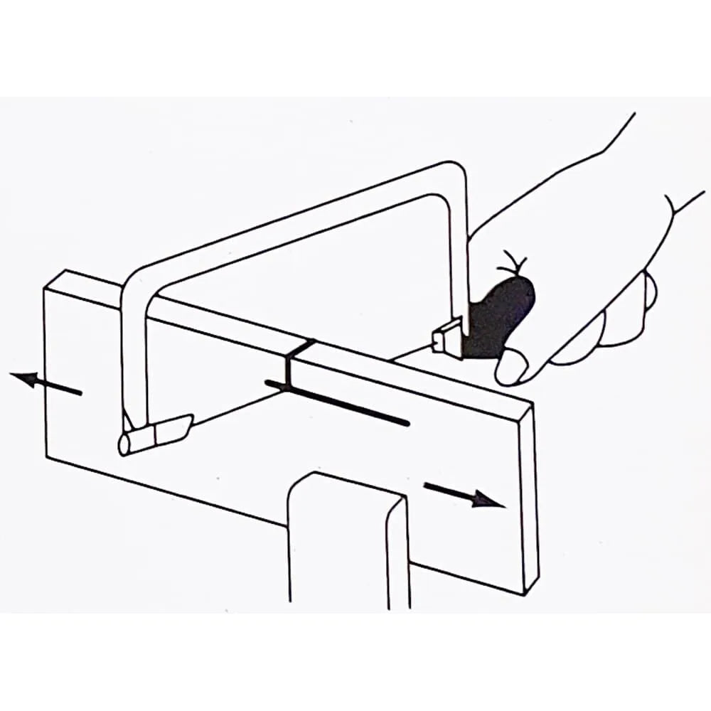 Mini Free-Way Spiral Coping Saw illustration of sawing sideways without the need to rotate the saw