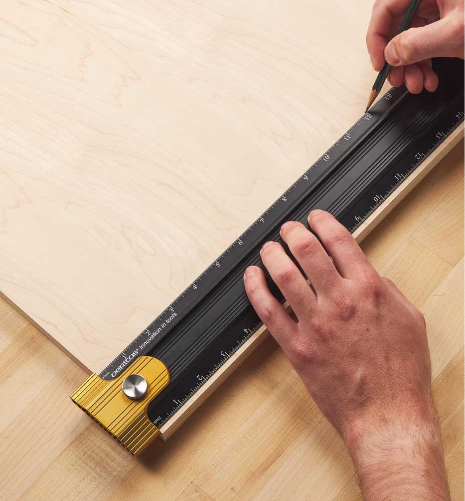 Veritas Shop Rule Stop and shop rule being used to mark out sheet material.