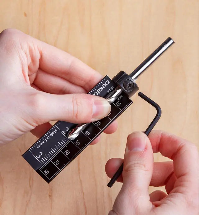 Veritas Drill Stop Gauge being added to drill bit