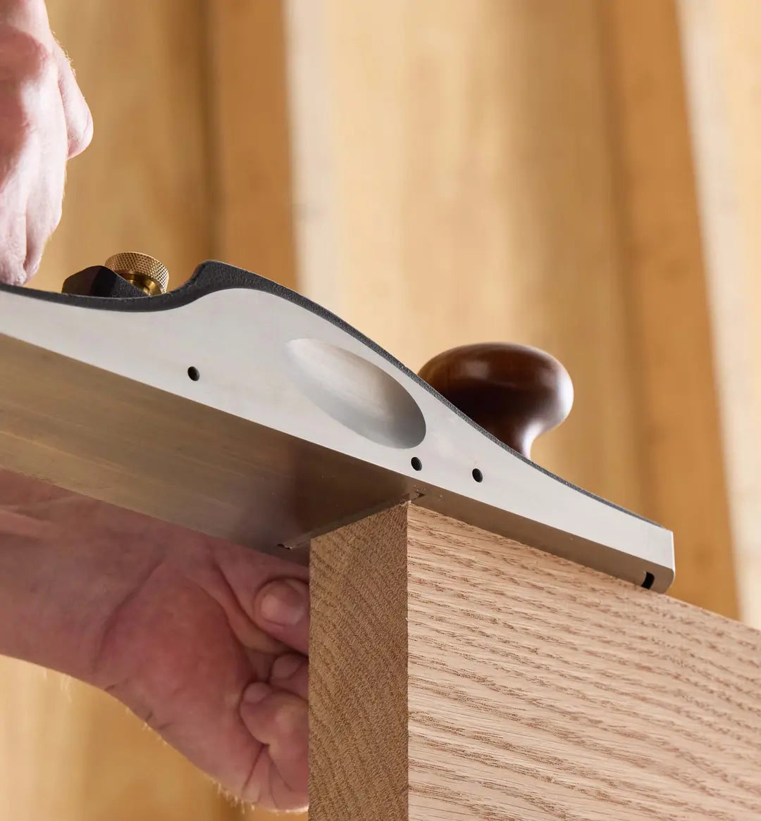 Veritas Low Angle Jack Plane - Gen 2 being used to plane timber