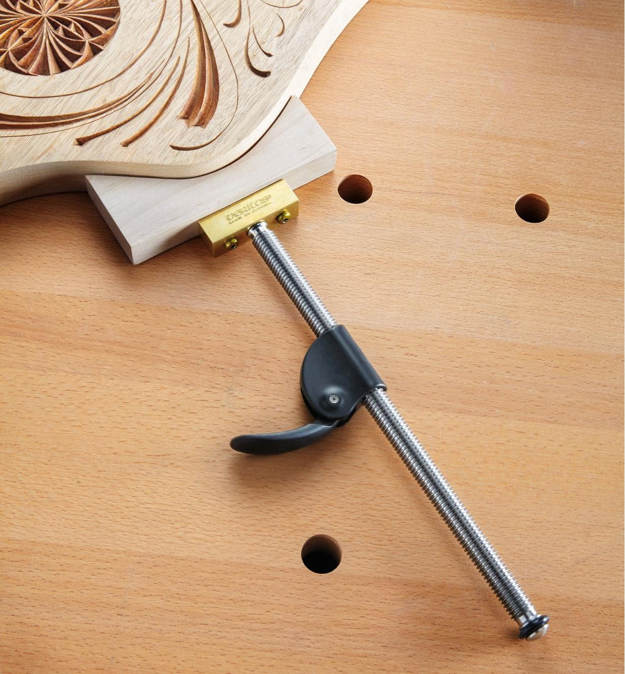 Veritas Quick Release Clamp holding workpiece in place.