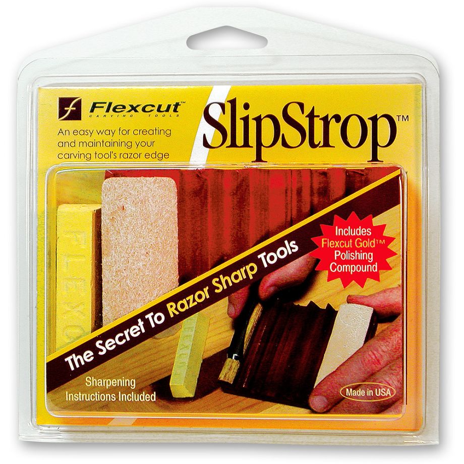 Flexcut SlipStrop with Sharpening Compound within Branded Packaging