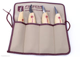 Flexcut Carving Knife Set - view of carving knives in tool roll