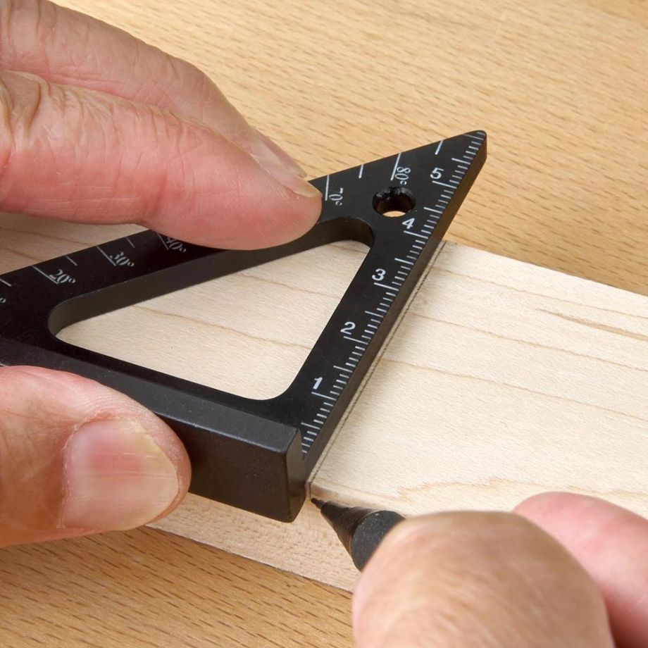 Marking timber with aid of Veritas Pocket Layout Square