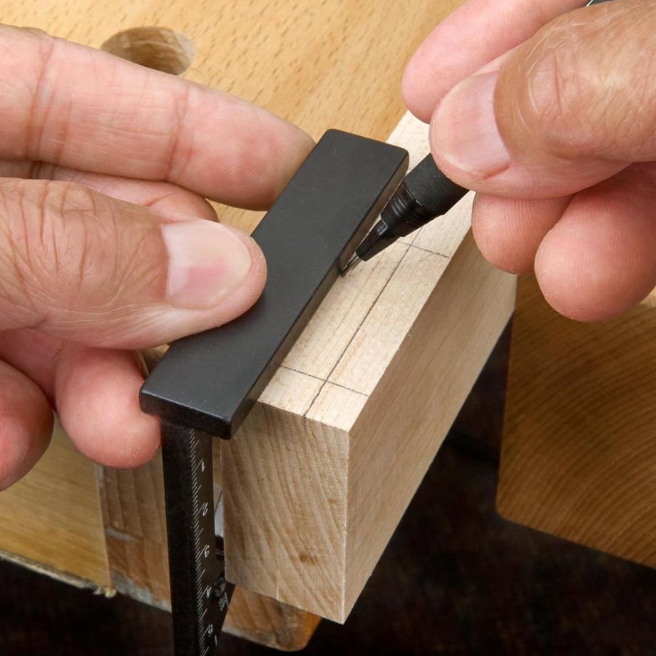 Marking timber with aid of Veritas Pocket Layout Square