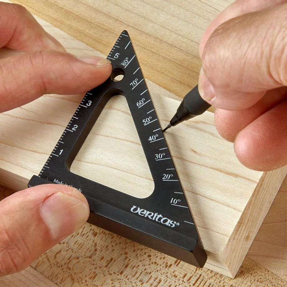 Marking timber with aid of Veritas Pocket Layout Square