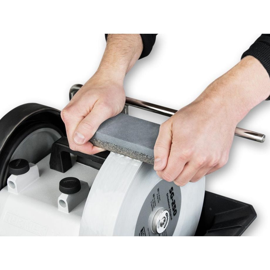 Tormek Stone Grader being used on grind wheel