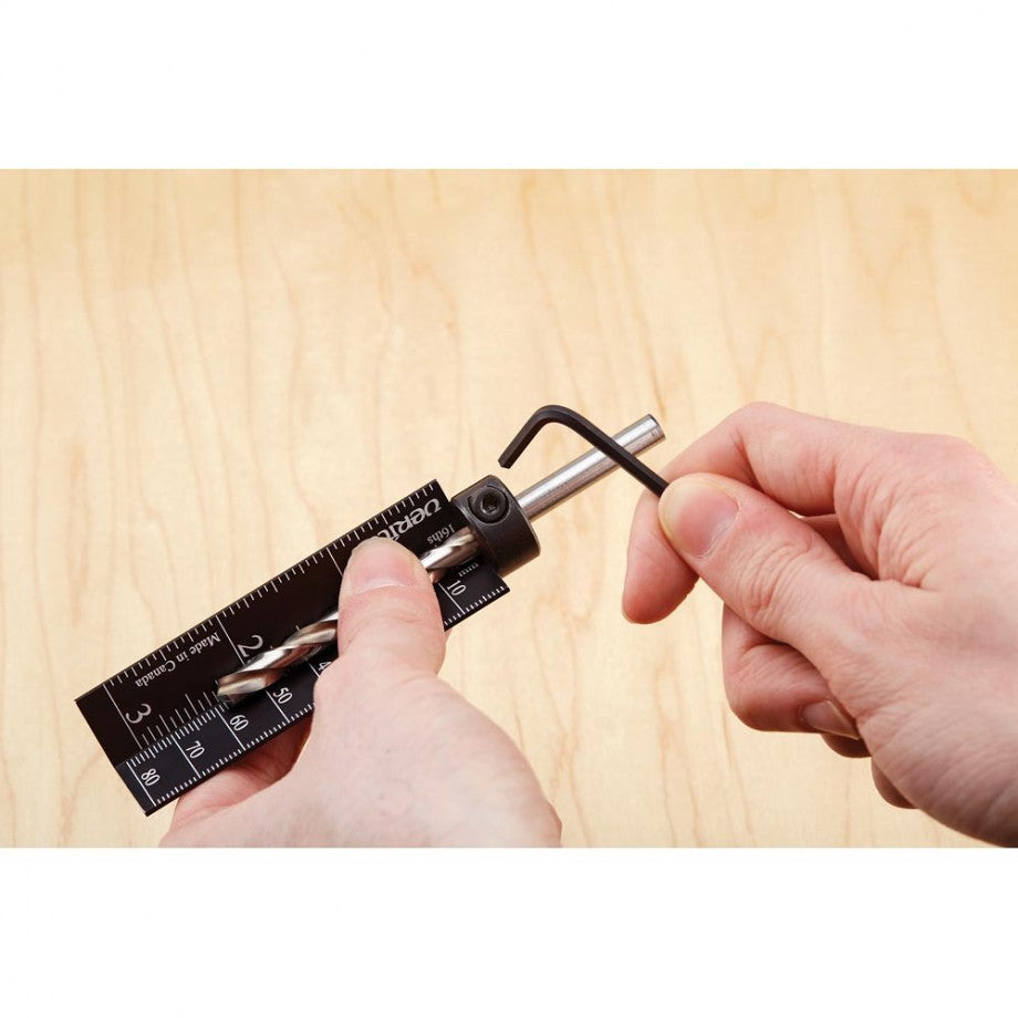 Veritas Drill Stop Gauge being added to drill bit