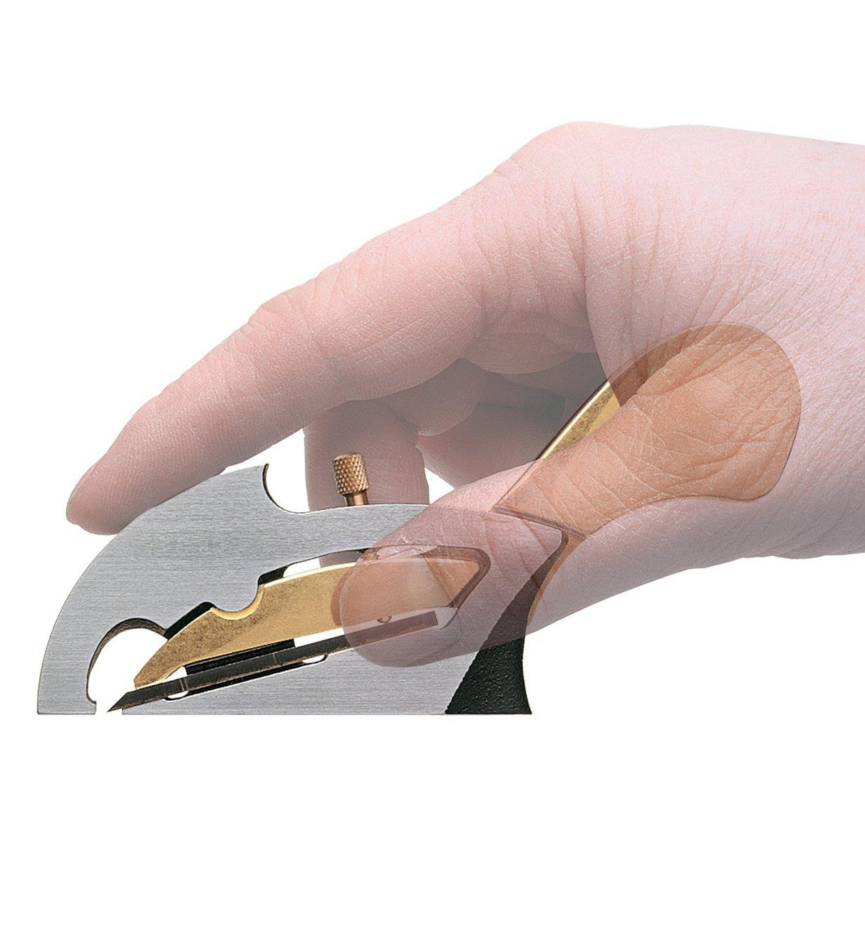 Veritas Detail Rabbet Plane shown in the users hand
