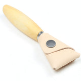Mora Single Edge Hook Knife protected by its leather sheaf