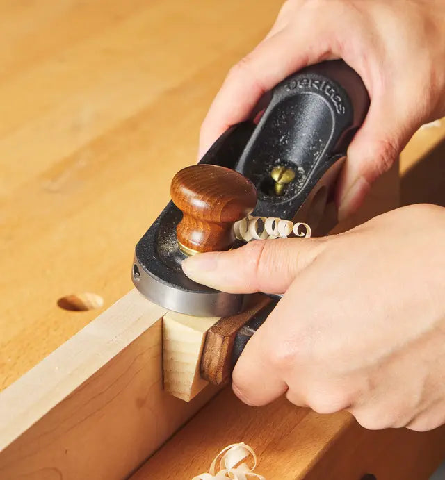 Veritas Skew Block Plane being used to plane timber edge