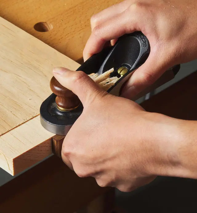 Veritas Skew Block plane being used to plane timber 