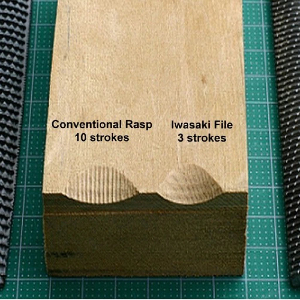 Carving file takes less strokes than conventional rasps