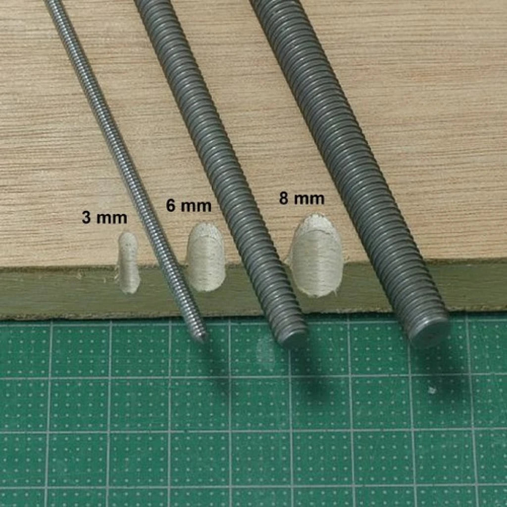View of different sized carving files effect on workpiece