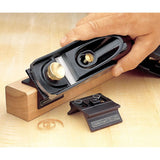 Block Plane being used with the veritas chamfer guide to plane a chamfer into a piece of wood