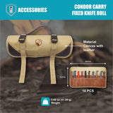 Condor Carry Knife Roll - illustration of dimensions of the roll and marterials