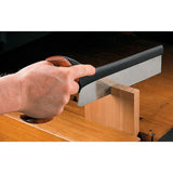 Veritas Dovetail Saw being used to cut dovetails into piece of wood