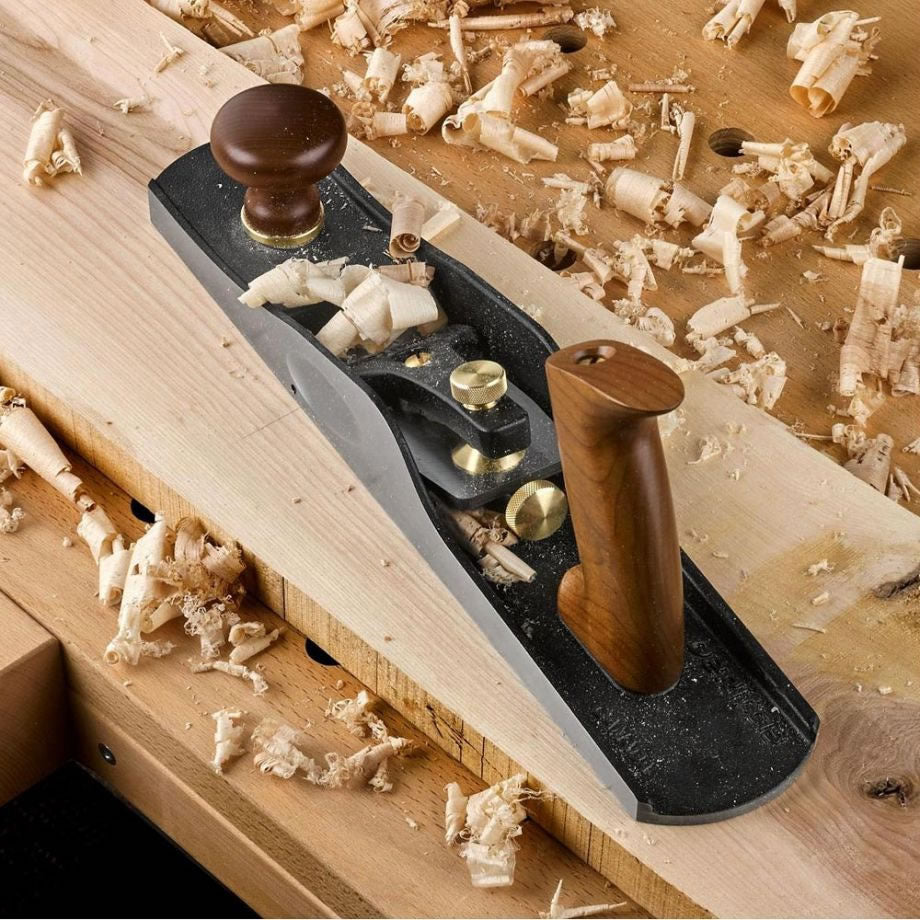 Veritas Low Angle Jack Plane sitting on planed timber