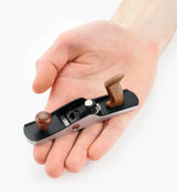 Veritas Miniature Bevel-Up Jack Plane being displayed in woodworkers hand.