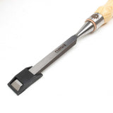 Narex Richter Bevel Edge Chisel - close up view of blade and edge protector.