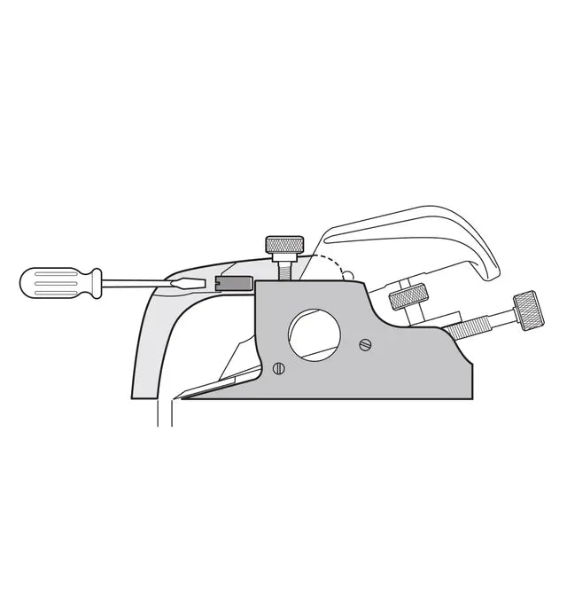 illustration showing how the mouth can be adjusted on the Veritas Bullnose Plane 