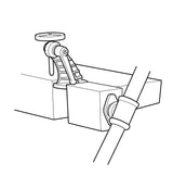 Illustration of Veritas Carvers Vice clamped into a ench vice.