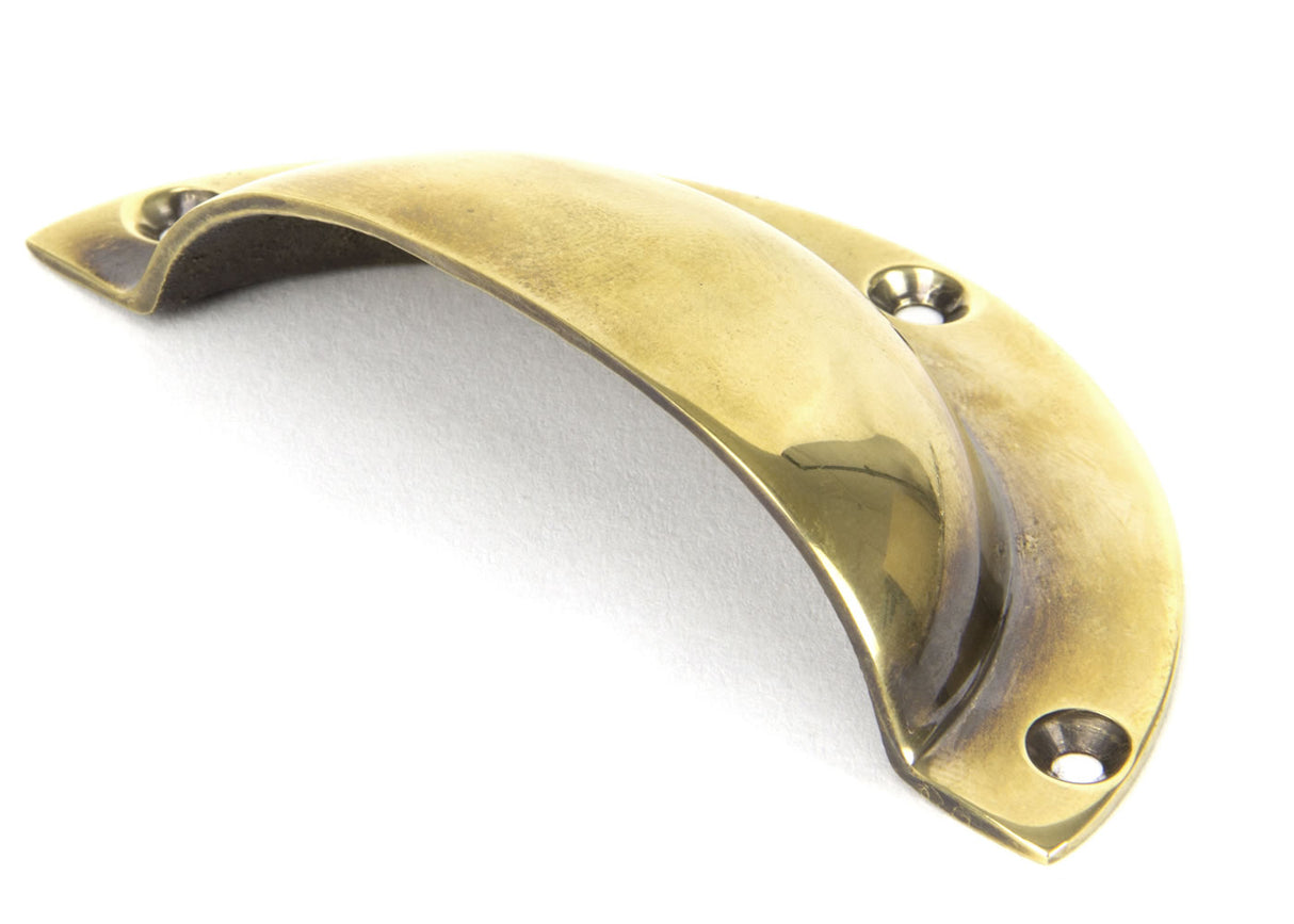 Aged Brass 4" Plain Drawer Pull