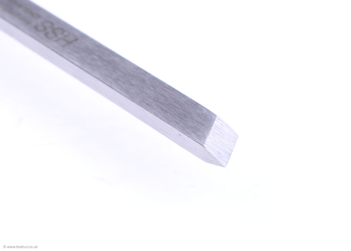 Close up view of Henry Taylor Mini Skew Chisel Blade Profile