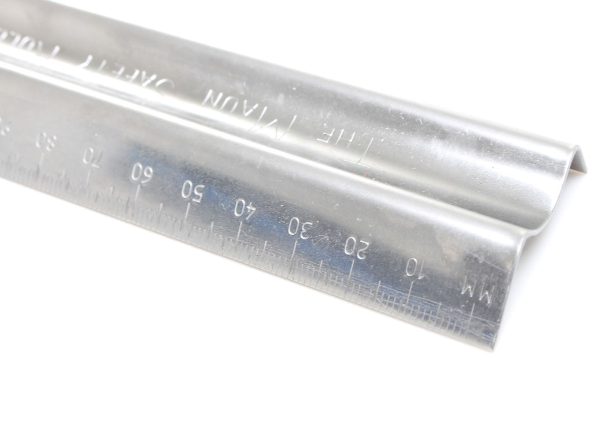 Close up view of a  Maun Stainless Steel Safety Rule