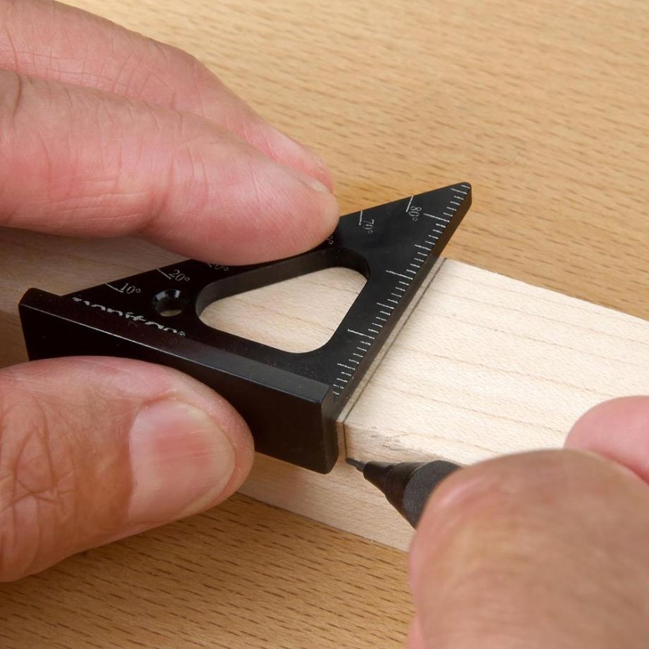 Marking timber with aid of Veritas Pocket Layout Square