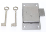 Reverse side of a Steel Straight Cupboard lock with 2 keys