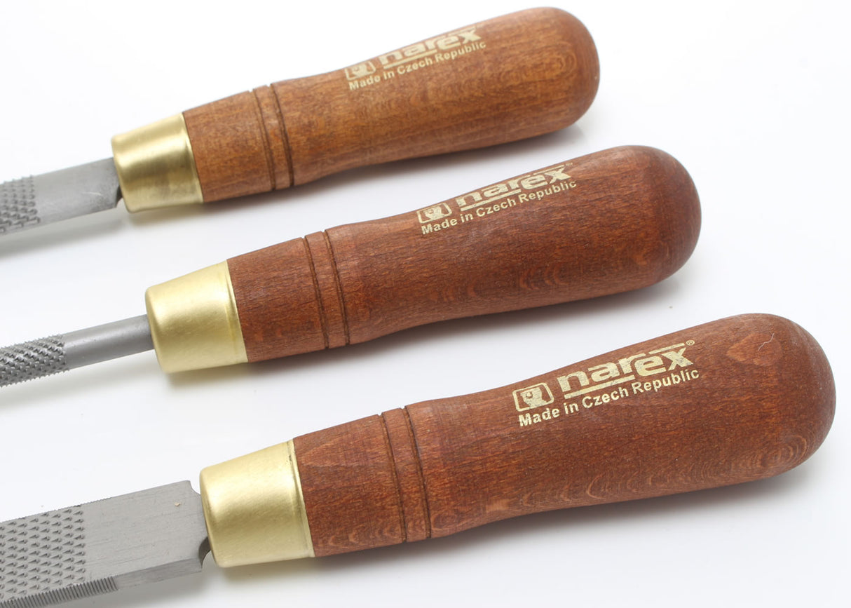 Close up of the Narex Rasp Wooden Handles