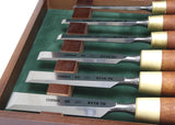 Close up view of Narex Premium Polished Bevel Edge Chisel Set